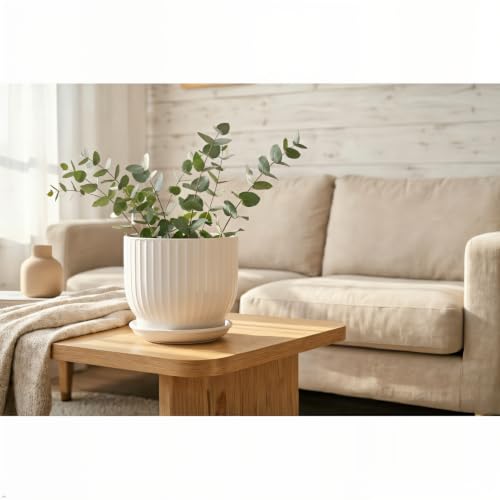 8 Inch Ceramic Plant Pot,White - color: Pure White, size: 8 Inch(1 PCS)
