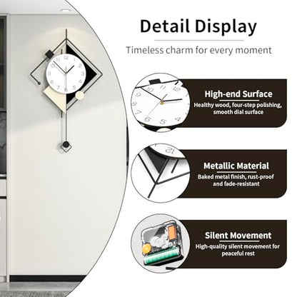 Modern Big Decorative Metal Silent Wall Clock for Living Room Decor - size: 15*26INCH