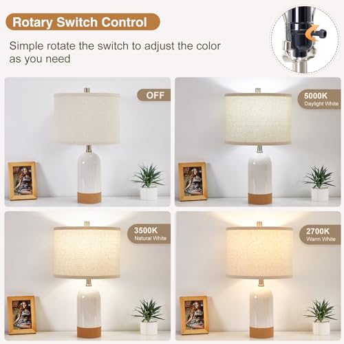 GyroVu Table Lamps Set of 2, Bedside Table Lamp for Bedroom Living Room - color: White