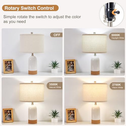 GyroVu Table Lamps Set of 2, Bedside Table Lamp for Bedroom Living Room - color: White
