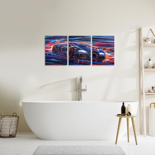Feelyou Race Car Wall Art 12" x 16" x 3 - color: Grey Violet