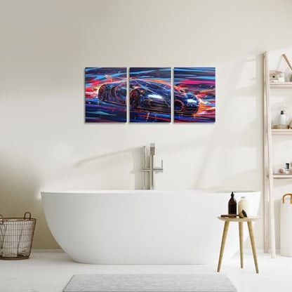 Feelyou Race Car Wall Art 12" x 16" x 3 - color: Grey Violet