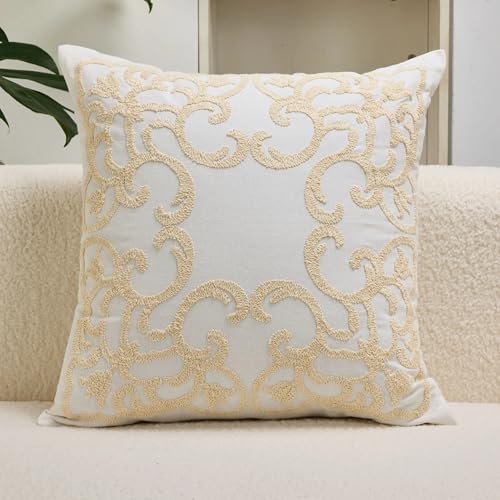 2Pcs 18x18in Pillow Covers Decorative European Jacquard Vintage Stereo Sofa for Home Decor, Sofa Living Room, Couch, Bed. fit 20x20in Inserts(Milky Yellow White Boho pack2) - color: Milky Yellow White Boho Pack2