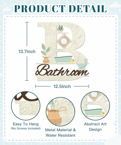 Putuo Decor Bathroom Metal Wall Decor Sign, Letter B Metal Art, Bathtub and Plant Design, Farmhouse Rustic Bathroom Wall Hanging - color: Metal Letter B Bathroom Decor