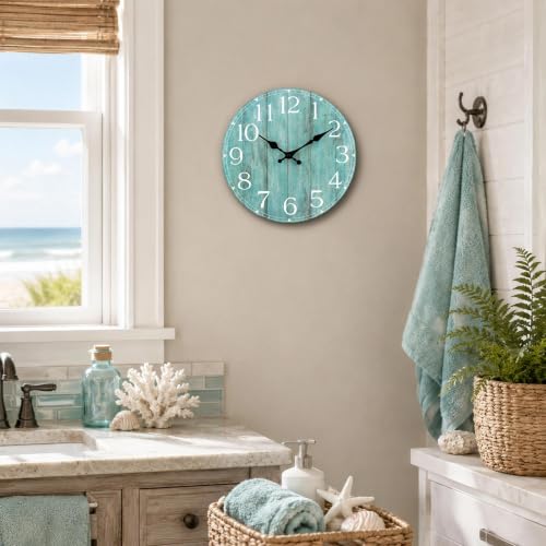 12 Inch Wall Clock, Silent Battery Operated Analog Clock, Teal - color: C-teal, size: 12"