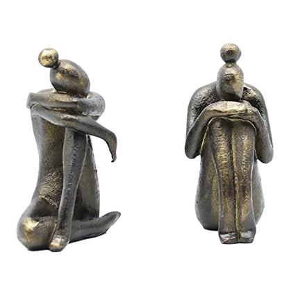 Lukitas Unique Decorative Girl Thinker Bookends, Book Holder, Resin 6.5'' - color: Bronze