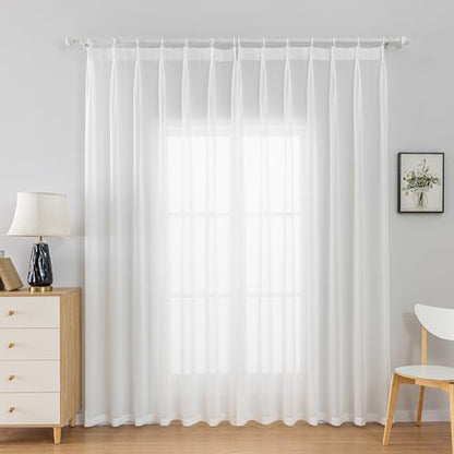 Pinch Pleated Sheer Curtains 84 Inch 2 Panels for Living Room Bedroom - color: 2-off White, size: 52"W x 84"L (Pack of 2)