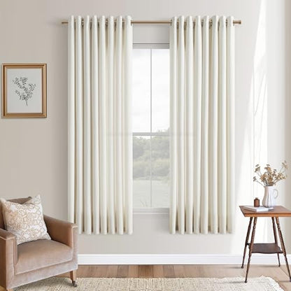 Natural Cream Grommet Curtains 63 Inch Length 2 Panels Set for Bedroom - color: Natural, size: 52"W x 63"L (Pack of 2)