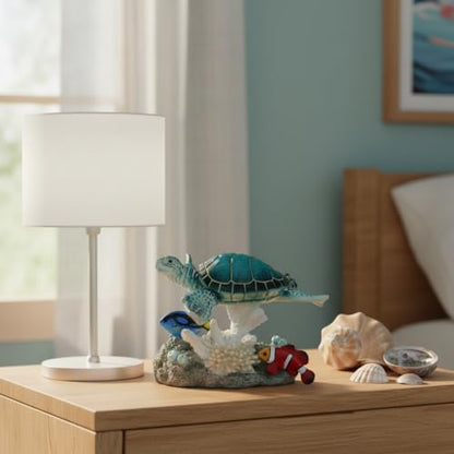 Comfy Hour 7" Sea Turtle and Clownfish on Coral Reef Figurine, Decorative Ocean Theme Sculpture for Beach House, Artisan Crafted Coastal Home Office Tabletop Accent, 1 Unit