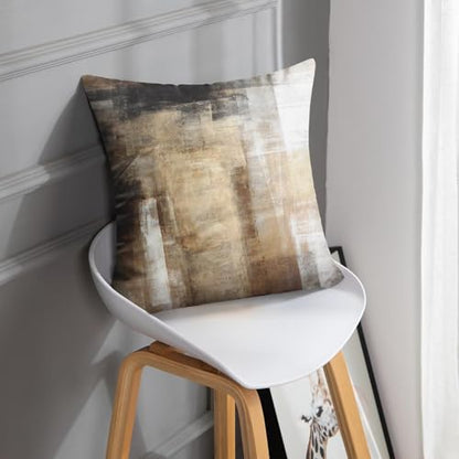 Britimes Throw Pillow Covers Set of 2, 16 x 16 Inch, Grey Brown Beige - color: Brown Beige, size: 16" x 16" (Pack of 2)