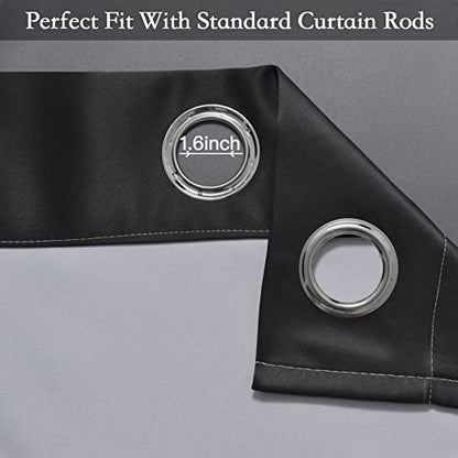 SimpleHome Black to Grey White Ombre Room Darkening Curtains 63 Inch - color: Black to Grayish White, size: 42"W x 63"L (Pack of 2)