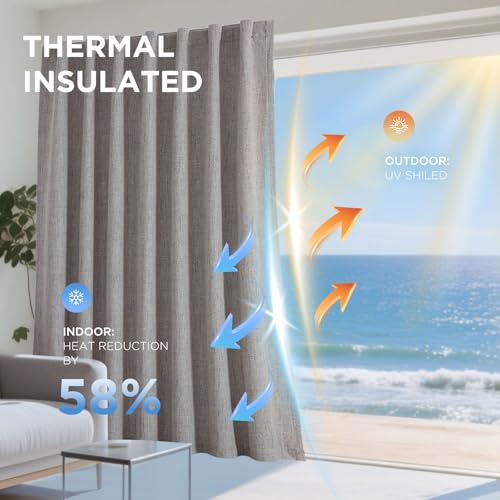 Joydeco 100% Blackout Curtains for Bedroom - Natural Linen Curtains, Thermal Insulated Linen Light Blocking Drapes, Rod Pocket & Back Tabs (Linen, 52" W x 90" L (Pack of 2)) - color: Linen, size: 52"W x 90"L (Pack of 1)