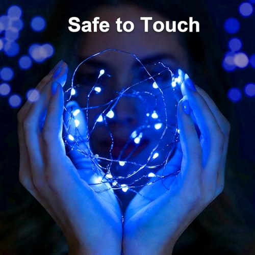 1 Pack USB Plug in Fairy String Lights,16ft 50 LED Copper with Remote and Timer, 8 Modes Waterproof Twinkle String Lights for Bedroom Indoor Party Wedding Christmas Decoration - color: Blue, size: 1 Pack