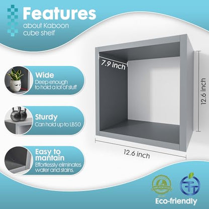 Kaboon Cube Floating Shelves Set2, Display Shelves Wall Mount 7.75" D x 12.5" W x 12.5" H, (Gray, Square 2 Cubes) - color: Grey, size: Square-Set2