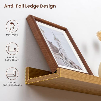 Axeman Picture Ledge Shelf, 55 Inch Oak Floating Shelves Set of 4 - color: Oak, size: 55 Inch