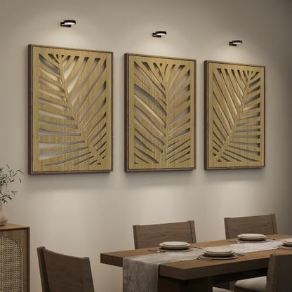 Large Framed Boho Cutout Carved Wood Wall Art for Living Room, 24x36 Inch - color: Brown Color