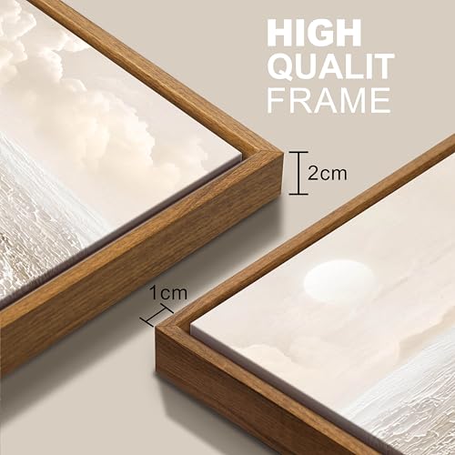 3 Pcs Abstract Beach Coastal Ocean Framed Canvas Wall Art Prints 12"x16" - color: Abstract Beach Coastal Scenery, size: 12"x16"x3Pcs