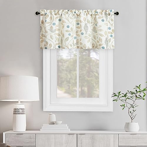 VOGOL Beige Vintage Birds Print Curtain Valance, 42 x 18, 1 Panel - color: Birds, size: 42"W x 18"L (Pack of 1)
