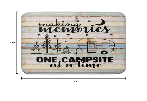 Happy Camper Bathroom Rugs, Rustic Cabin Wooden Farmhouse Bath Mat, Travel Trailers Camping Theme Non Slip Bathtub Rug Retro Rustic Wood Neutral Color for Travel Trailer Camping Kitchen Rug (17X29) - color: Camper, size: 1'5" x 2'5" (Rectangular)
