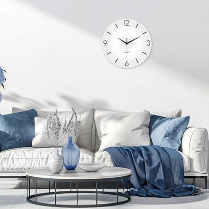 XFM Modern Simple Glass Wall Clock 20 Inch Large White - color: White, size: 20inch