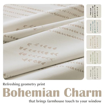 100% Blackout Taupe Boho Curtains, 96 Inches, 2 Panels for Bedroom - color: Taupe, size: 52"W x 96"L (Pack of 2)