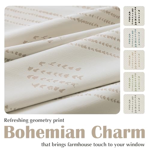 100% Blackout Taupe Boho Curtains, 72 Inches, 2 Panels for Bedroom - color: Taupe, size: 52"W x 72"L (Pack of 2)