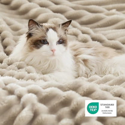 Bedsure Soft Sherpa Blanket Fluffy Beige Gift King 108"x90" - color: 01 - Beige, size: King (108" X 90")
