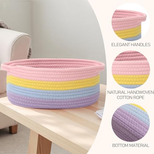 JMvicyroam Small Woven Basket, Empty Gift Basket, Rainbow/1 Pack - color: Rainbow, size: 1 Pack