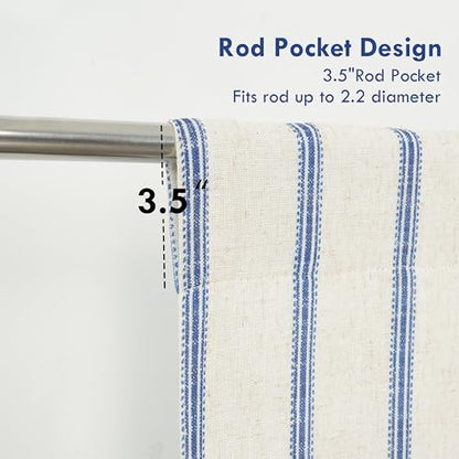 DriftAway Farmhouse Double Layer Linen Blackout Tie Up Curtains Thermal Insulated Vertical Striped Fully Lined Balloon Roman Shade Bathroom Window Adjustable Rod Pocket 39 Inch by 55 Inch Navy - color: Navy Blue, size: 39"W x 55"L (Pack of 1)