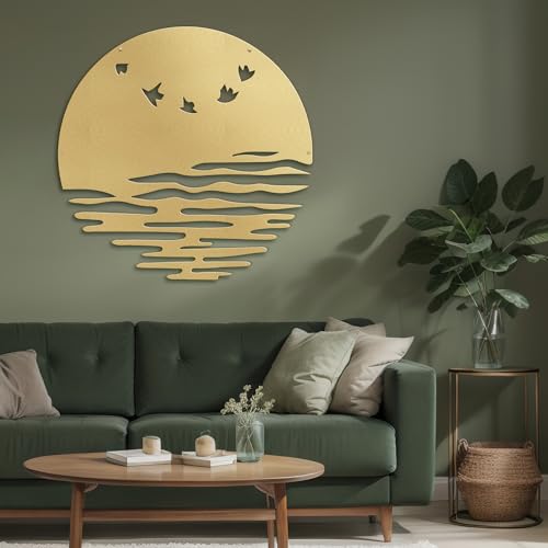SIGNLEADER Metal Wall Art Decor Birds Minimalist Modern Abstract Wall Sculpture Hangings Home Decoration for Living Room, Bedroom, Bathroom, Kitchen, Outdoor - 18" Gold - color: Lan14-2311-yuk14, size: 18"L x 18"W