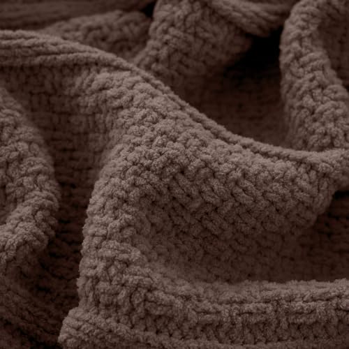 Amélie Home Chenille Knit Throw Blanket, Dark Brown 50"x60" - color: Dark Brown, size: 50" X 60"