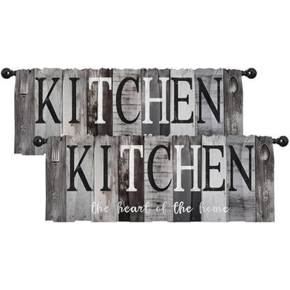 Emvency Valances for Windows, 2 Pack, 52x18 Inch, Farmhouse Grey - color: Kitchen Grey, size: 52"W x 18"L (Pack of 2)
