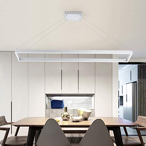 Modern LED Chandelier Linear Rectangle,Pendant Light,Silver 39.4"