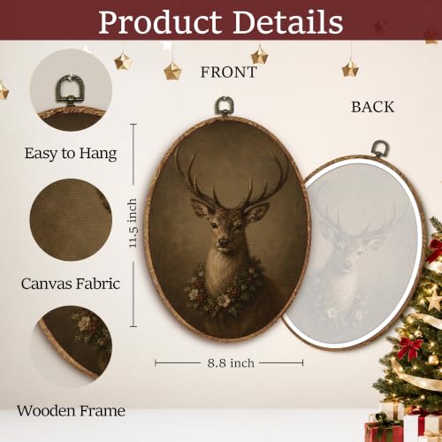 Yorhifa Rustic Winter Christmas Reindeer Framed Wall Art 8.5x11.5in - color: Reindeer