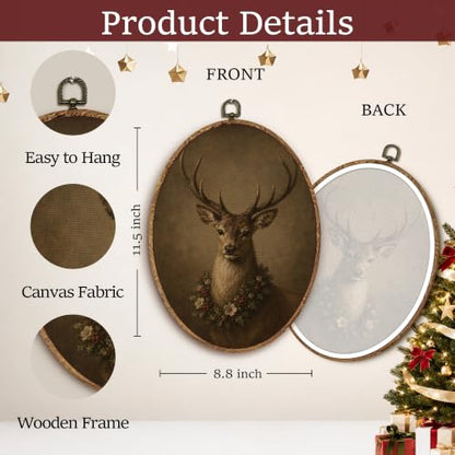 Yorhifa Rustic Winter Christmas Reindeer Framed Wall Art 8.5x11.5in - color: Reindeer