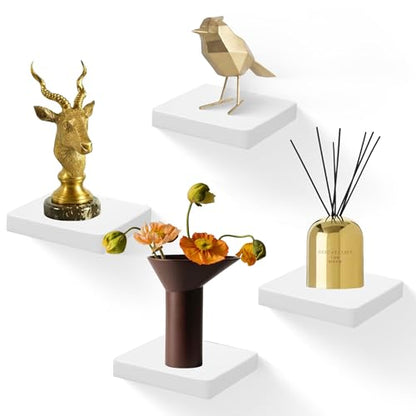 Small Floating Shelves for Wall Set of 4, 6 Inch Square Shelves,White - color: White, size: 6 Inch-4 Pcs
