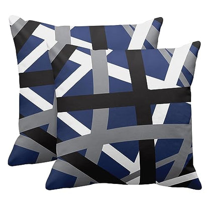 Emvency Throw Pillow Covers Set of 2, 16 x 16 Inch, Striped Retro Blue - color: Blue, size: 16" x 16" (Pack of 2)