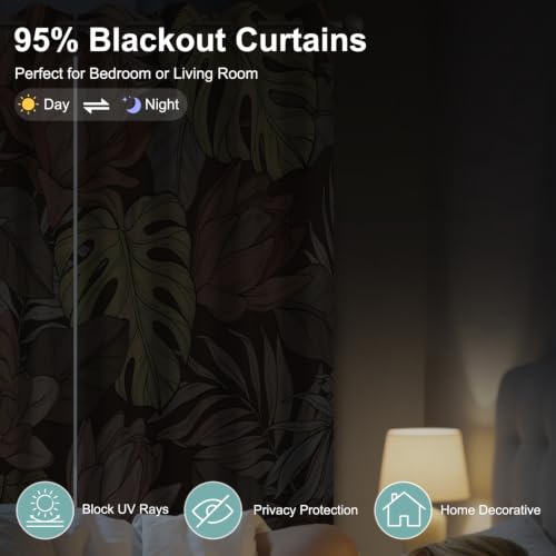 Tropical Botanical Blackout Curtains for Bedroom 84 Inches Long - color: Floral-j