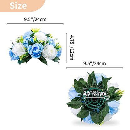 NUPTIO Flower Balls for Wedding Table Centerpieces, Blue & White Fake Rose - color: Blue & White, size: 2 Pcs