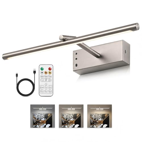 Picture Light, Wireless Picture Lights for Wall, 3CCT Dimmable - color: Nickel