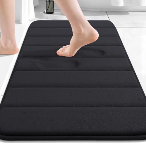 Buganda Memory Foam Bath Mat 30 x 20, Ultra Soft Absorbent Bathroom Rugs - color: Black, size: 30" X 20"