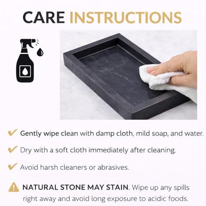 Natural Marble Tray, Black, 10" x 6", Rectangular - color: Black, size: 6" x 10" x 1.5"