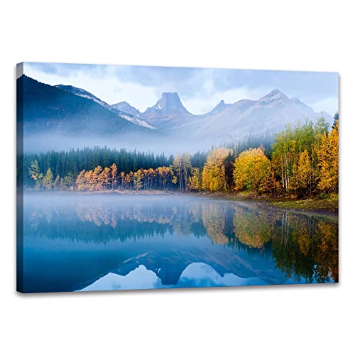 SKASNFAI Lake Canvas Wall Art National Park Forest Mountains Painting Artwork Nature Prints Poster Framed for Living Room Bedroom (16x24 inch) - color: Forest 06, size: 16"L x 24"W
