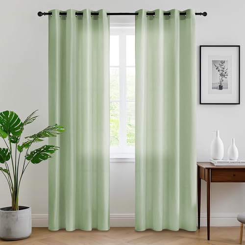 RYB HOME Non See Through Sage Green Sheer Curtains 63 inches Long - color: Sage Green, size: 52"W x 63"L (Pack of 2)