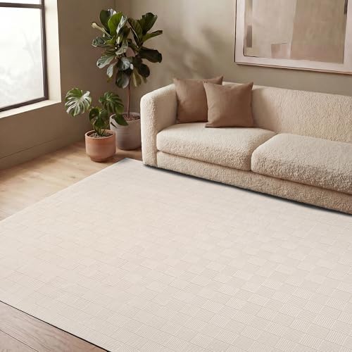 Revival Rugs Willow 3'x9' Runner Rug for Hallway Entryway - Washable, 100% Recycled, Oeko-TEX Certified, Modern, Medium Pile, Beige, Cream - size: 2'7" x 9' (Runner)