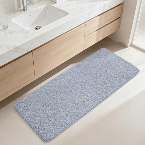 Bathroom Runner Rug 60"x24", Non Slip Long Bath Mat, Blue Grey - color: Blue Grey, size: 60" x 24" (Rectangular)