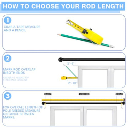 Curtain Rods for Windows 16-76", 6/8 In Black Curtain Rod, 1 Pack - color: Black, size: 76" - 6/8'' rod - 1 Pack