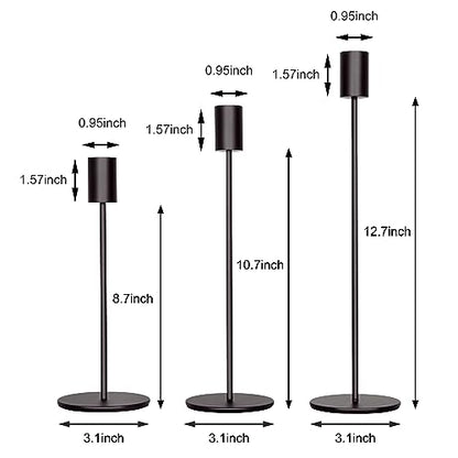 zeochyni Black Taper Candle Holder Metal Candlestick Holders Set of 3 - color: Black, size: Set of 3