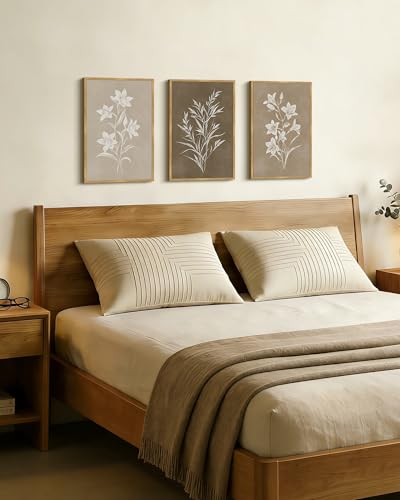 Drsoum Vintage Neutral Botanical Flower Wall Art Framed Retro Colorful Boho Floral Prints Morden Retro Wildflower Rustic Artwork Kitchen Dining Room Ready to Hang 12x16in Natural Framed - color: Watercolor Abstract, size: 16L" x 12W", Natural Framed