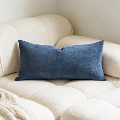 Slow Cow Chenille Lumbar Throw Pillow Cover 12 x 24 Inches Navy Blue - color: D-chenille Navy Blue, size: 24" x 12" (Pack of 1)